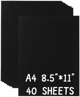 Black Cardstock Bulk 40 Sheets 8.5 x 11 Inches, 180GSM/65LB Colored Card Stock by CozyNestMo