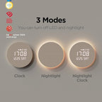 mooas full moon led silent wooden digital wall, close-up detail