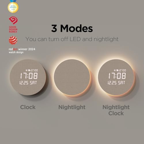 mooas full moon led silent wooden digital wall, close-up detail
