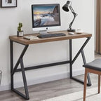 HSH Rustic Home Office Computer Desk, Industrial Metal Wooden Desk 47 Inch | Farmhouse Modern Simple Student Computer PC Laptop Executive Table for Work Study Writing Gaming in Bedroom Living Room