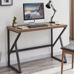 HSH Rustic Home Office Computer Desk, Industrial Metal Wooden Desk 47 Inch | Farmhouse Modern Simple Student Computer PC Laptop Executive Table for Work Study Writing Gaming in Bedroom Living Room