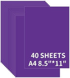 Colored Construction Paper 40 Sheets 8.5 x 11 Inches, 180GSM/65LB Purple Card by CozyNestMo