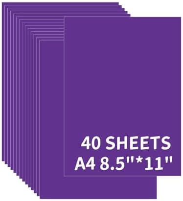 Colored Construction Paper 40 Sheets 8.5 x 11 Inches, 180GSM/65LB Purple Card by CozyNestMo