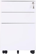 File Cabinet Three Drawers Side Pull Metal File Cabinet White Iron Chest of Drawers for Home Office Furniture 30 * 45 * 60Cm,