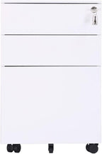 File Cabinet Three Drawers Side Pull Metal File Cabinet White Iron Chest of Drawers for Home Office Furniture 30 * 45 * 60Cm,