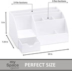 white desktop organizer - 9 compartment office desk, package contents