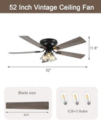 52 inch vintage flush mount ceiling fan with shown in use