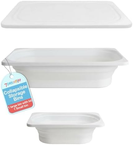7 Days of Play Collapsible Storage Bins, 2-Pack, Large Bin with Lid + Small B...