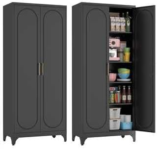 75" tall white storage cabinet with doors &, main product view