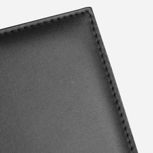WELLYUK 4.7" X 7.5" PU Leather Clipboard, A6 File Clip Document Organizer Writing Pad Office Business Card Holder, Magnetic Conference Pad with Pen Holder, Black