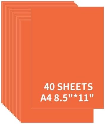 40 Sheets Orange Colored Card Stock, 8.5 x 11 Inch, 180GSM 65LB Color Cardstock by CozyNestMo