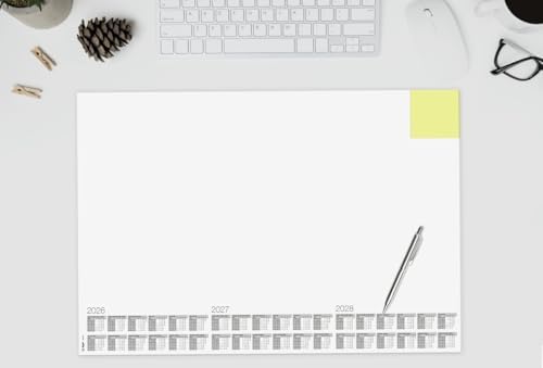 SIGEL H6490 Paper Desk Pad with Sticky Note Pad DIN A2, Calendar 2026-2028, 30 Sheets, Desk Pad Made of Sustainable Paper