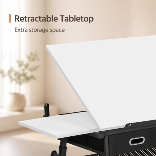 yaheetech adjustable drafting table art desk,storage drawers &, view 9