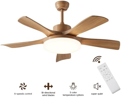 46 inch wood ceiling fan with remote, solid shown in use