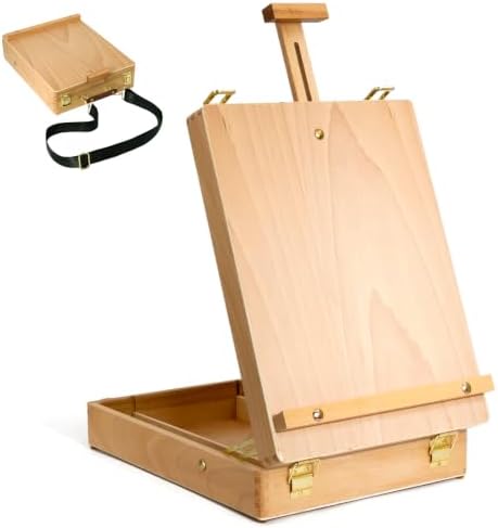 wooden tabletop easel, adjustable sketch box easel with, main product view