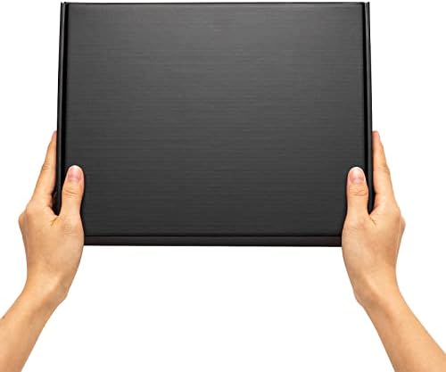 timirog black shipping boxes 11 1/8 x 8 on a desk or shelf