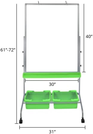 Stand Up Desk Store Mobile Whiteboard and Flipchart Easel with Storage Bins a...