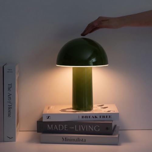 Brightech Celia Table Lamp – 10" Touch-Controlled Mushroom Accent Lamp, ...