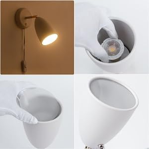 Ahaloye Set of 2 White Wall Sconce Finished Rotatable Simplicity Wall Mount - Image 8