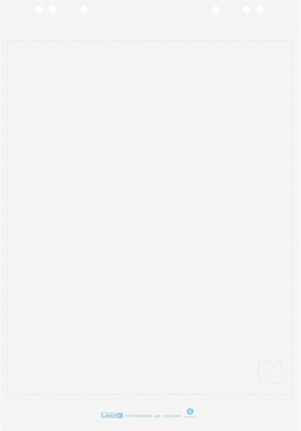 Landre 100050588 Recycled Flip Chart Paper Pad 20 Sheets Full Size 68 X 99 cm Blank 80 g/m² (Pack of 5) Flip Chart Pads "Recycling", Portrait 68 x 99 cm, 20 Pages, Blank 0