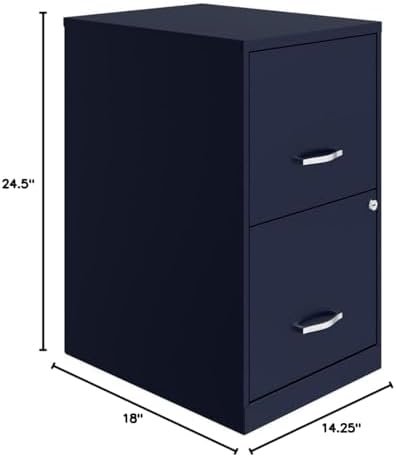 Scranton & Co Set of 2 18" D 2-Drawers Metal File Cabinet in Navy