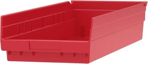 Akro-Mils 30184 Heavy Duty Plastic Shelf Bins, 24"x 8"x 4", Re...