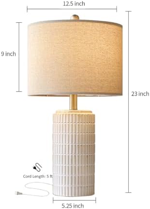 pokat 23'' bedside table lamp for bedroom nightstands, front angle view