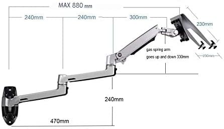 XSJ8013WT Wall Mount Laptop Holder Ultra Long Arm Aluminum Mechanical Spring - Image 5