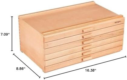 kingart wood 6-drawer artist supply storage box, 15-3/4”, close-up detail