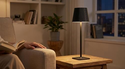 Mikasa Rechargeable Cordless LED Table Lamp 14.8-Inch Black