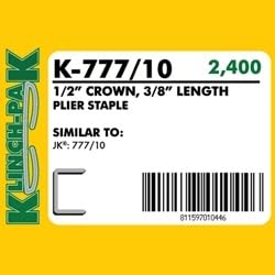 Klinch-Pak K-777/10 3/8” Leg by 1/2" Wide Heavy-Duty Galvanized Plier Staples - Image 2