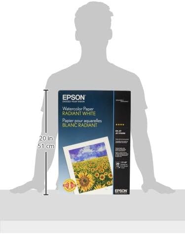 Epson Watercolor Paper Radiant, White, 13 x 19 Inches, 20 Sheets (S041351)