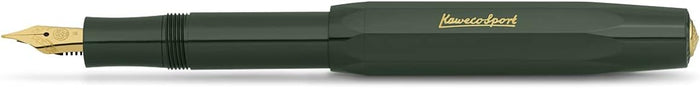 Kaweco CLASSIC SPORT Fountain Pen Green with 23 Carat Gold-Plated Steel Nib and Iridium Tip for Ink Cartridges I Sport Fountain Pen 13 cm I Nib: F (Fine)