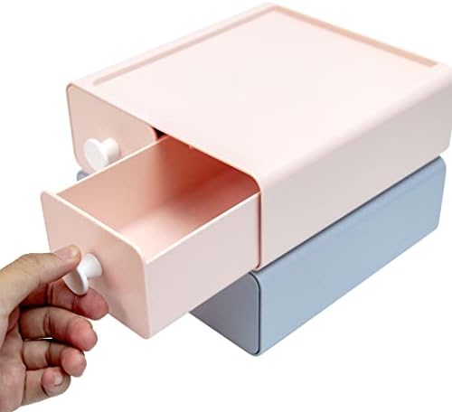 livinbox Desktop Storage Organiser w/ 3 Drawers, Stackable Plastic Organiser ...