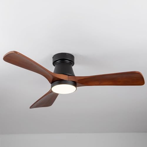 42-inch ceiling fan with lights, remote control, flush, front angle view
