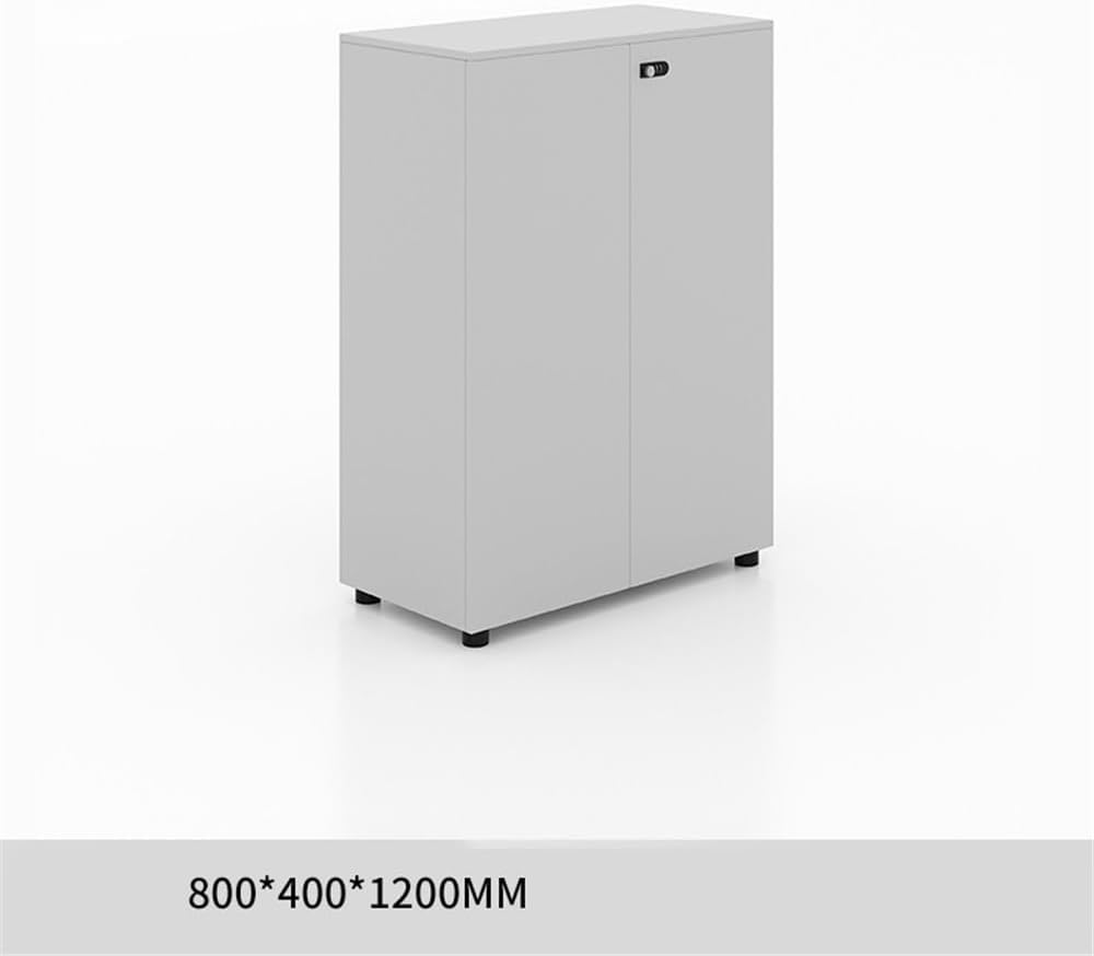 Multifunctional White Double Door Cabinet Small Office File Low with Lock Plus Taller Legs File Cabinets