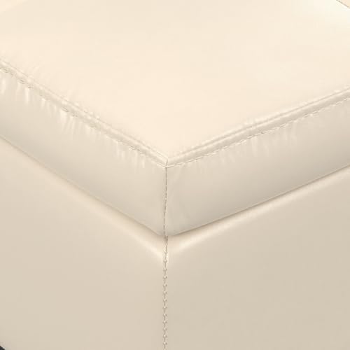 SIMPLIHOME Dover 36" Wide Vegan Leather Storage Ottoman in Satin Cream