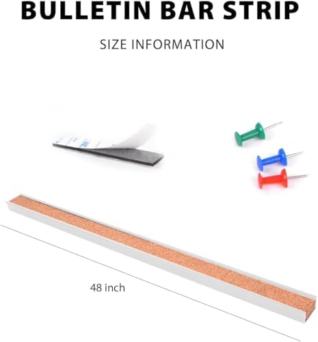 Corksidol Bulletin Bar Strip, Cork Board, Cork Strips, 48" x 1", Cl...