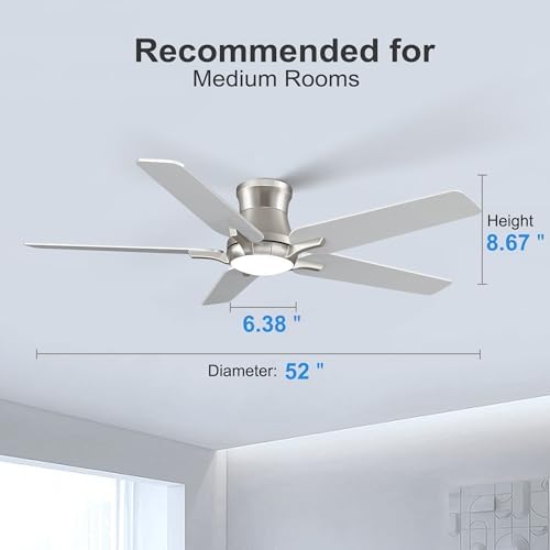pochfan 52 inch ceiling fans with lights and, front angle view