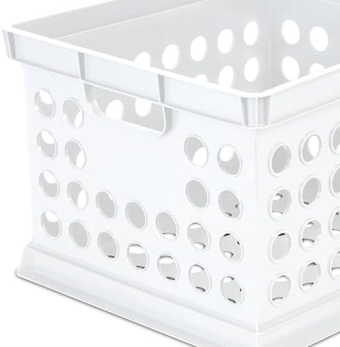 Sterilite Storage Crate Bin File Organizer for Home & Office, White, 6-Pack