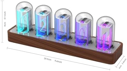 clocteck nixie tube clock walnut digital clock, support on a desk or shelf