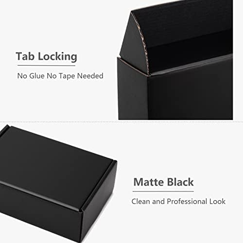 timirog 9x6.5x2 inches black shipping boxes 25 pack, side view