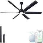 60 inch smart outdoor ceiling fan with light,6, front angle view