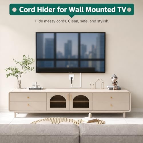 Cord Hider Raceway Kit for 2-3 Cable, 196" Silicone TV Cable Hider for Wall