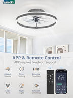 lediary ceiling fans with lights and remote, 20'' shown in use