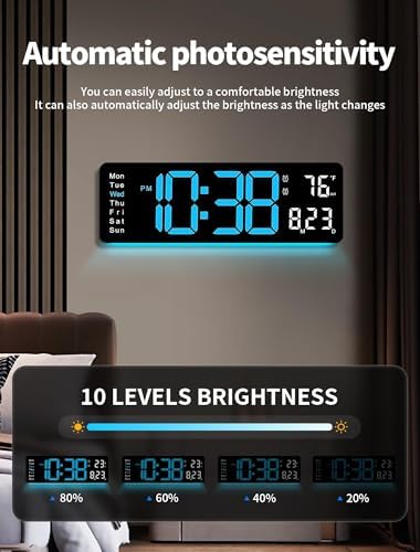 mashi digital wall clock, 16" large display digital, side view