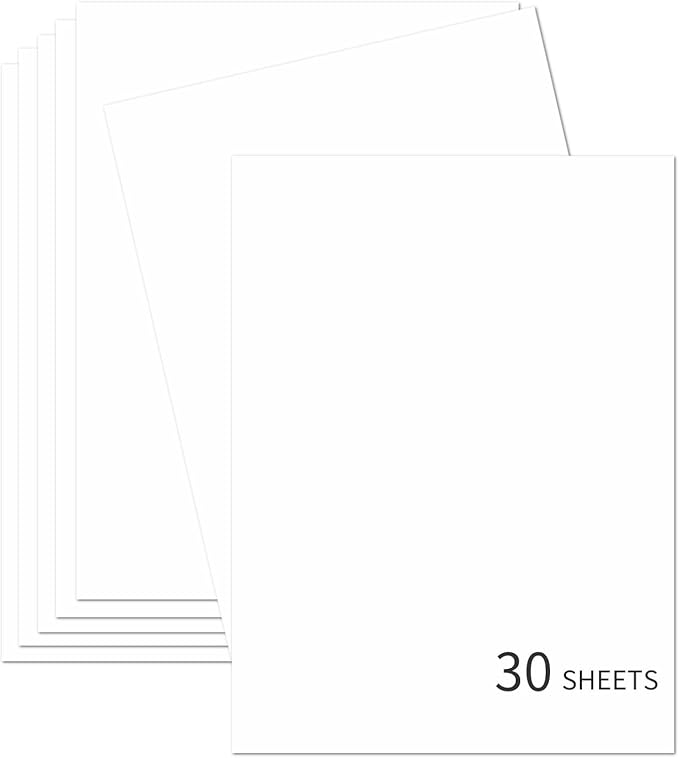 30 Sheets White Cardstock 8.5'' x 11'', 250gsm/90lb Heavyweight Cover Cardstock by Bazyrock