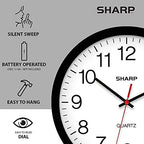 sharp 14-inch battery wall clock, silent non-ticking, easy-read showing dimensions