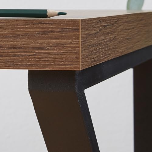 HSH Rustic Home Office Computer Desk, Industrial Metal Wooden Desk 47 Inch | Farmhouse Modern Simple Student Computer PC Laptop Executive Table for Work Study Writing Gaming in Bedroom Living Room