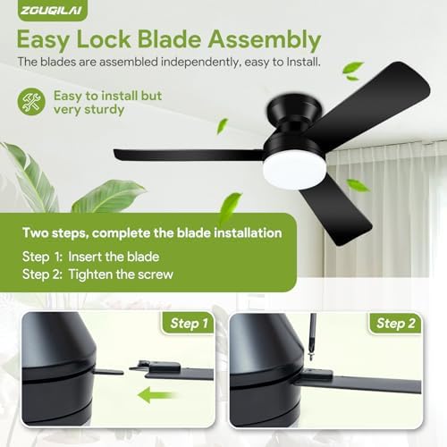 42'' black low profile ceiling fans with lights, view 9